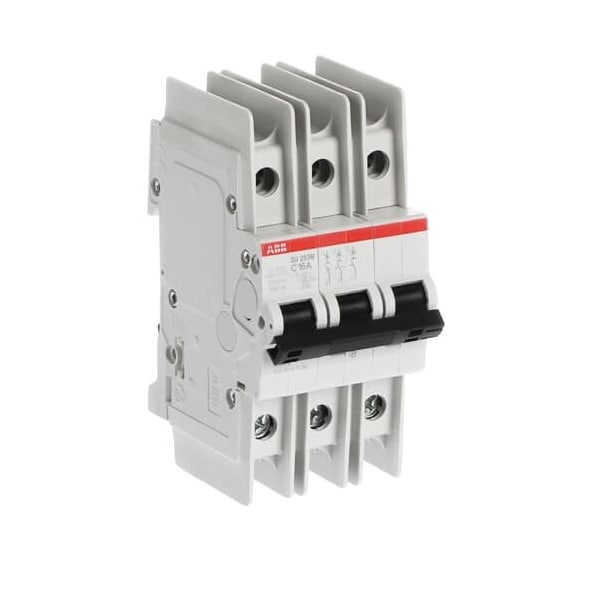 Abb Miniature Circuit Breaker, EP100 ULH Series, 16A, 3 Pole, 240V AC, 10kA, C Curve - SU203M-C16