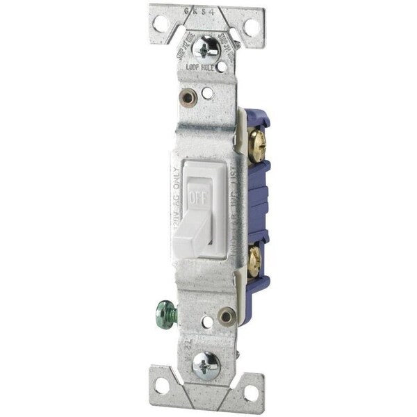 Interruptor de palanca de Eaton Wiring Devices, 15 A, 120 V, Material de carcasa de policarbonato, blanco - 1301-7W