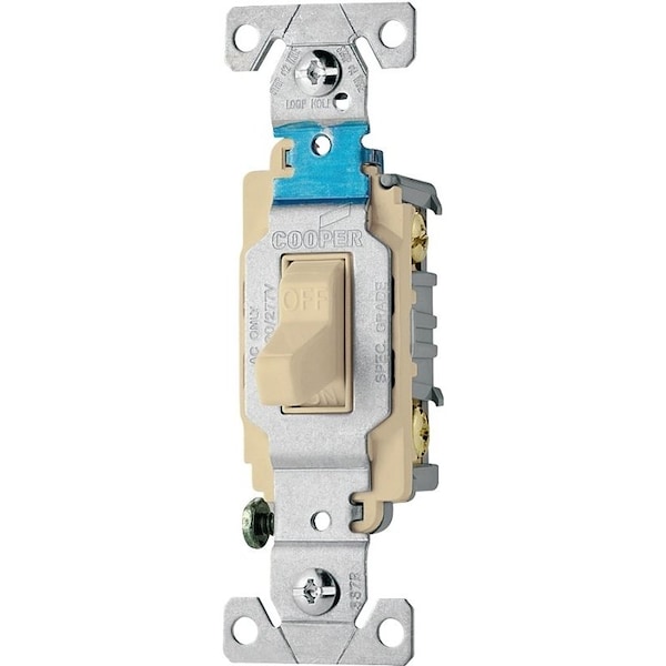 Interruptor de palanca para dispositivos de cableado Eaton, 15 A, 120/277 V, Terminal de tornillo, Material de carcasa de nailon, Marfil - CS115V