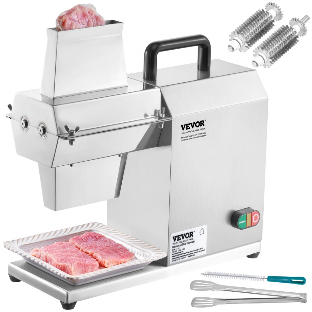 VEVOR Commercial Meat Tenderizer, Heavy Duty Stainless Steel Kitchen Tool with Handle, Meat Tong, and Cleaning Brush, 450W Electric Meat Tenderizer Machine for Beef, Turkey, Chicken, Pork, and Fish - DDNRJ17INCH4R7F1XV1