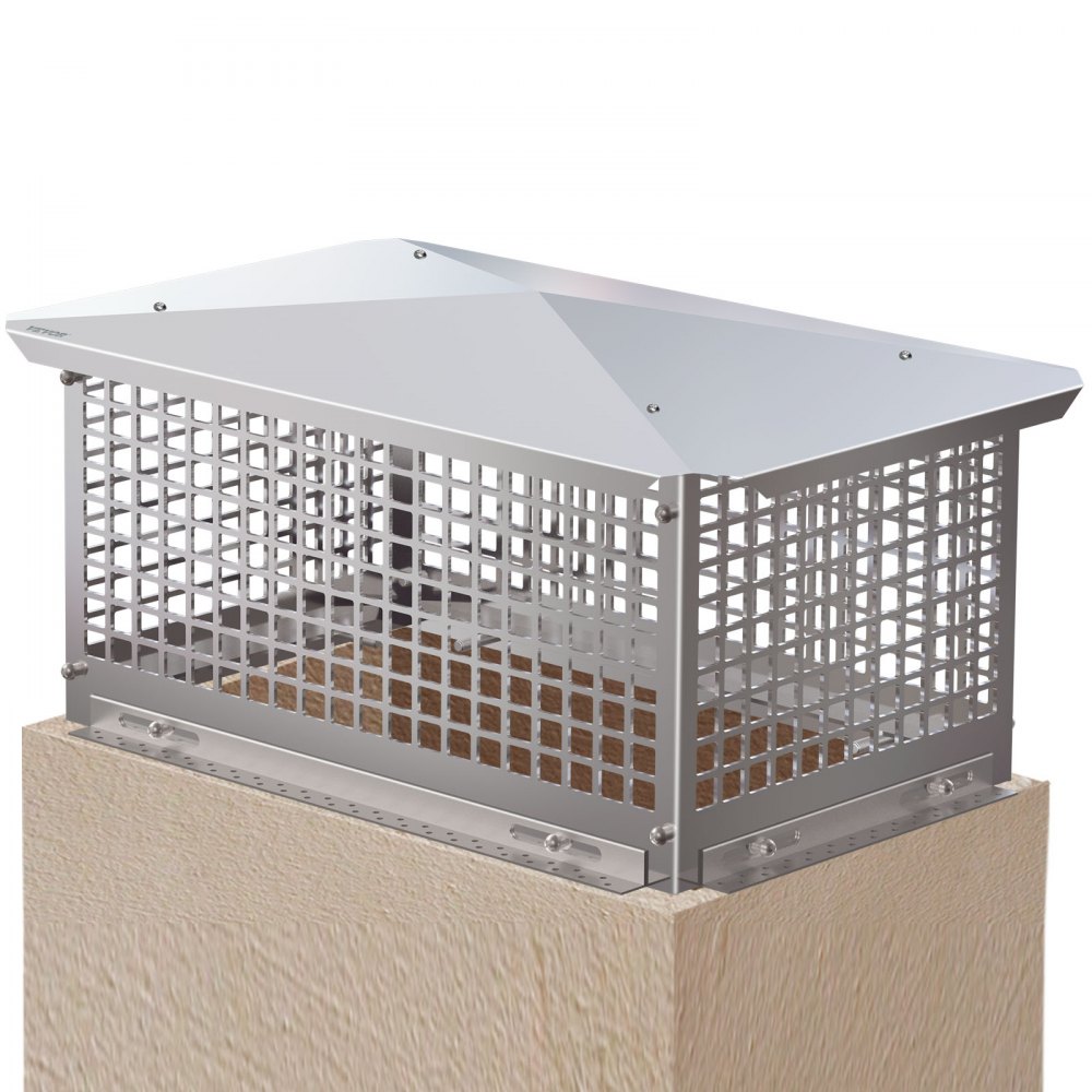 VEVOR Chimney Cap, 13" x 24" Flue Caps, 304 Stainless Steel Fireplace Chimney Cover, Adjustable Metal Spark Arrestor with Bolts Screws, Mesh Chimney Flue Cover for Outside Existing Clay Flue Tile - YCZ13X24YBBZ6RLT0V0