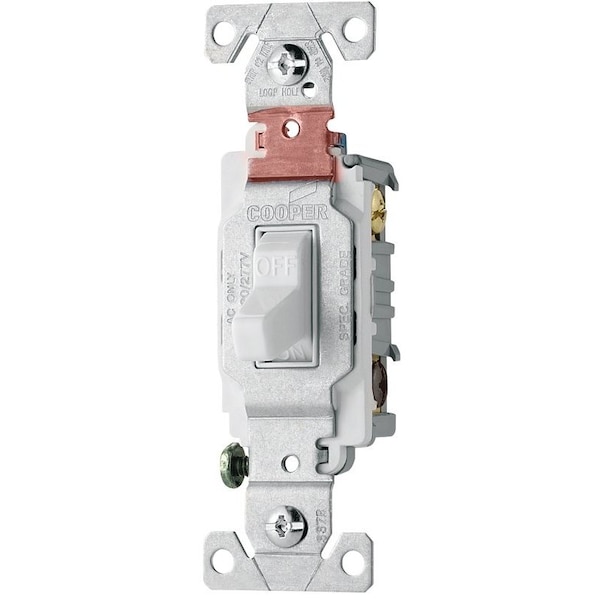 Interruptor de palanca de Eaton Wiring Devices, 20 A, 120/277 V, Terminal de alambre de plomo, Material de carcasa de nailon, Blanco - CS220W