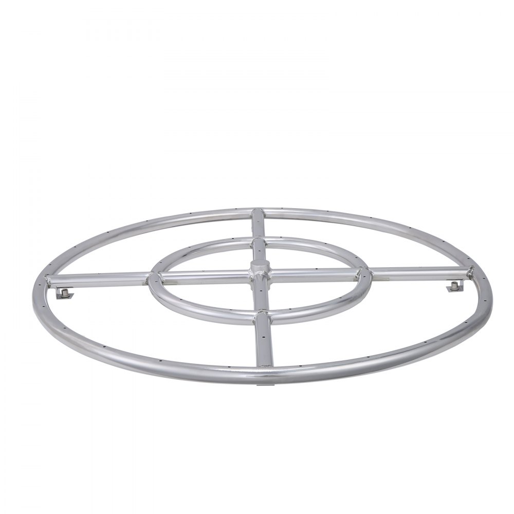 VEVOR 24 inch Round Drop-in Fire Pit Pan, Stainless Steel Fire Pit Burner, Natural & Propane Gas Fire Pan 92,000 BTU, for Indoor or Outdoor Use - RSQZJ24INCHYPCM31V0