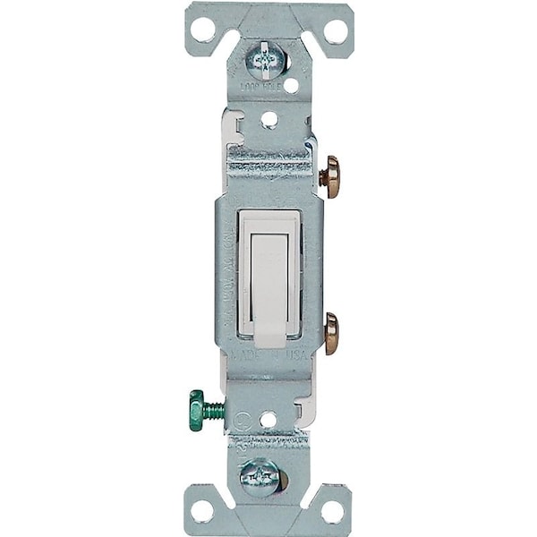 Eaton Wiring Devices 1301-7W10 Interruptor de Palanca, 15 A, 120 V, Material de carcasa de policarbonato, Blanco - 1301-7W/10