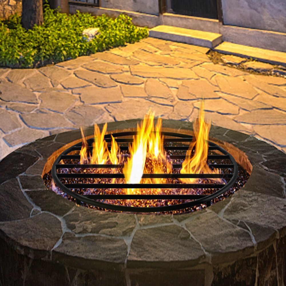 VEVOR Fire Pit Grate, Heavy Duty Iron Round Firewood Grate, Round Wood Fire Pit Grate 19", Firepit Grate with Black Paint, Fire Grate with 4 Removable Round Legs for Burning Fireplace and Firepits - LPYCYXYGDDJ1996DVV0