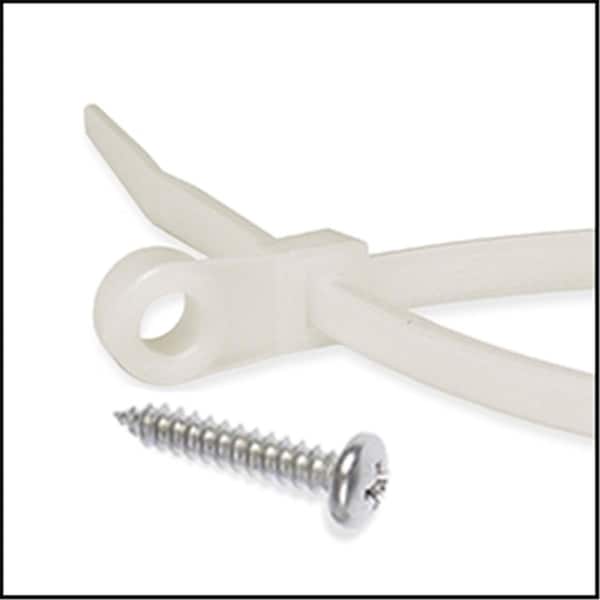 Evermark 11 in. Natural Mounting Hole Cable Tie, 50 lbs, 100PK - EM-11-50-MH-9-C