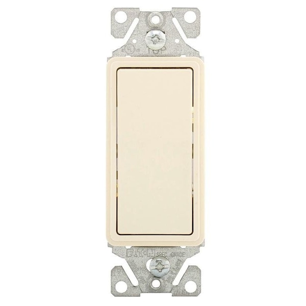 Interruptor basculante Eaton Wiring Devices 7500, 15 A, 120277 V, de 3 vías, terminal de cable de plomo, almendra clara - 7503LA-BOX