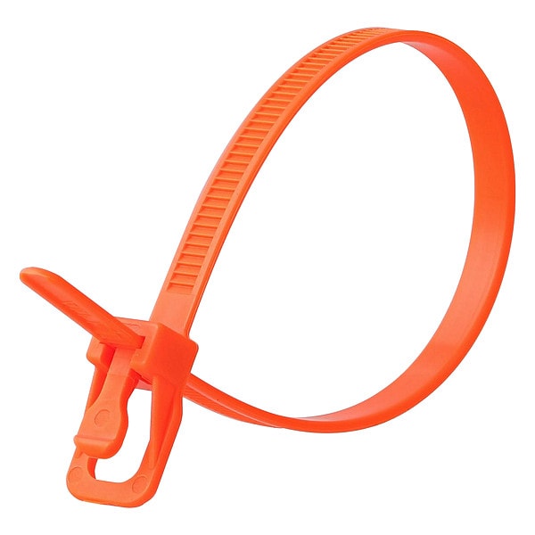 Retyz Releasable Tie, Fluor. Orange, Nylon, PK20 - EVT-S10FO-HA