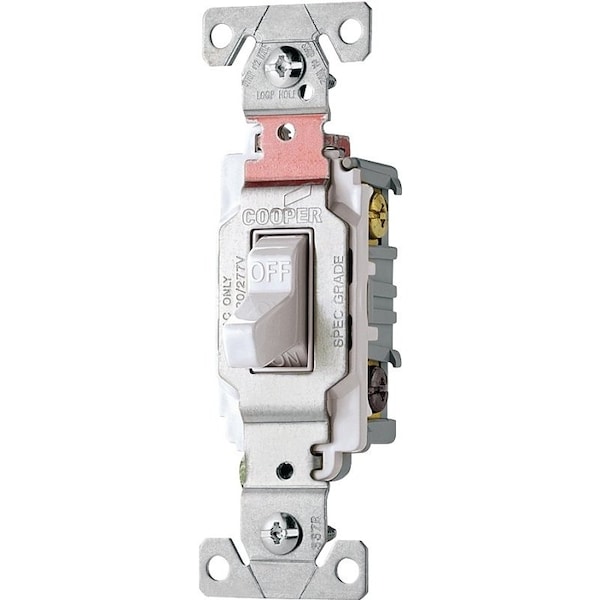 Interruptor de palanca Eaton Wiring Devices, 20 A, 120/277 V, 3 posiciones, terminal de cable conductor, material de caja de nylon - CS320W