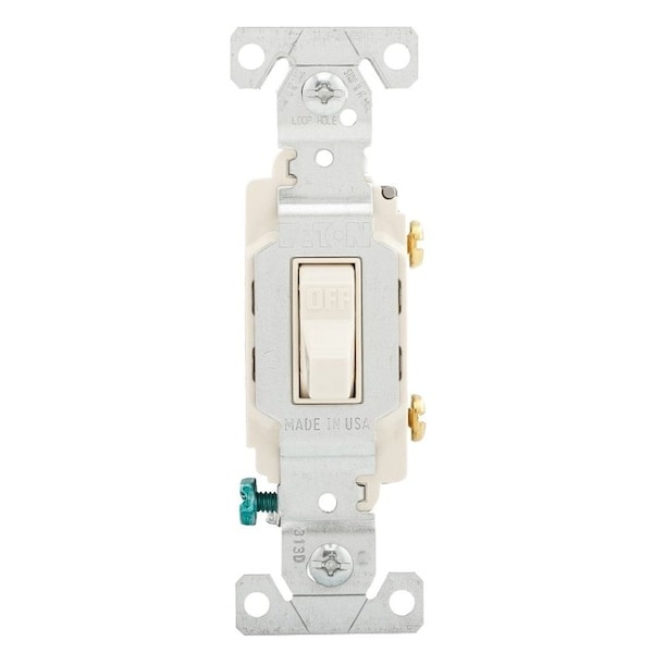 Interruptor de palanca de Eaton Wiring Devices, 20 A, 120, 277 VCA, Material de carcasa de PVC, Almendra Claro - CS120LA