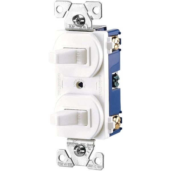 Interruptor de palanca combinado de dispositivos de cableado de Eaton, 15 A, 120/277 V, terminal de tornillo, material de carcasa de acero - 275W-BOX