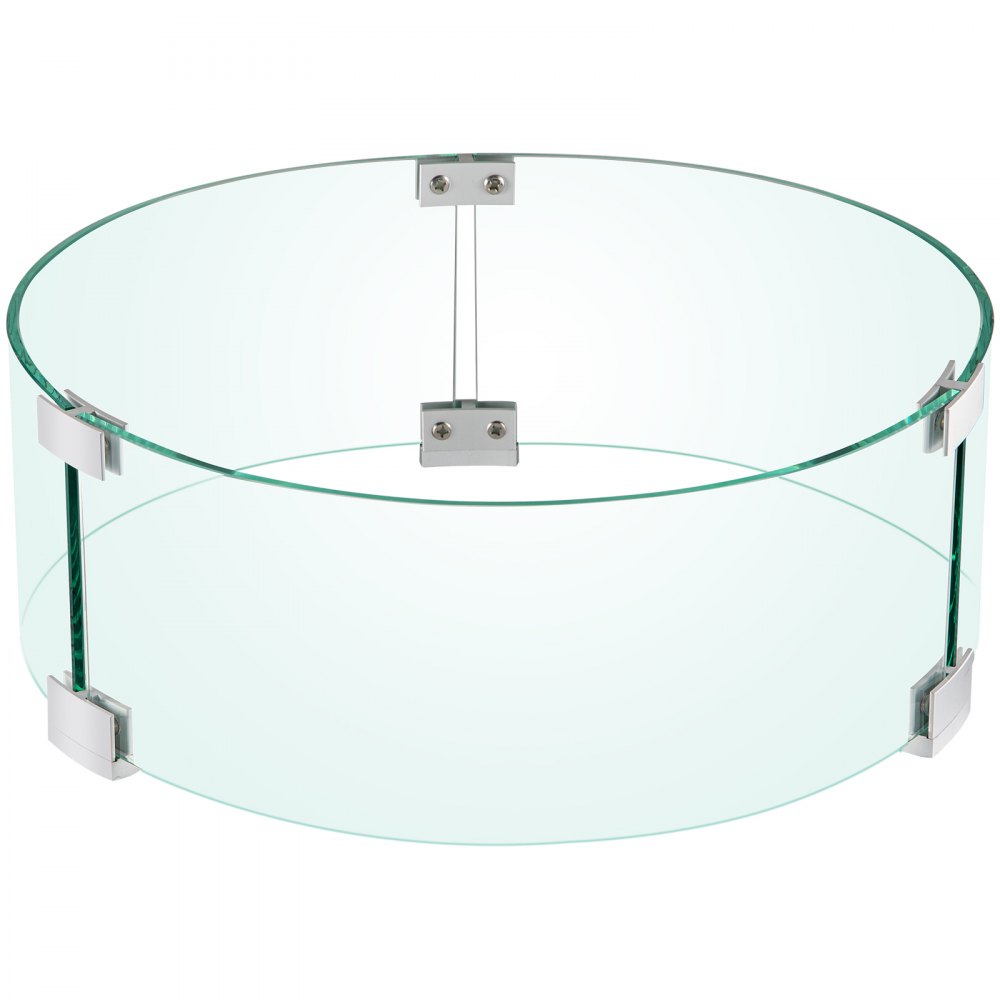 VEVOR Fire Pit Wind Guard, 17 x 17 x 6 Inch Glass Flame Guard, Round Glass Shield, 1/4-Inch Thick Fire Table, Clear Tempered Glass Flame Guard, Aluminum Alloy Feet for Propane, Gas, Outdoor - YXBLFFBYC1760EG1YV0