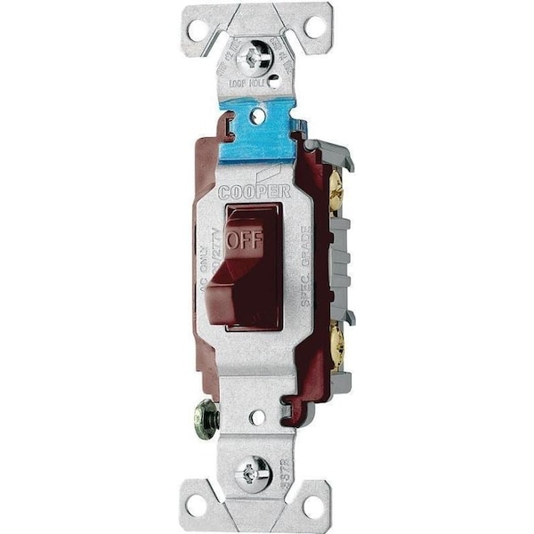 Conmutador de palanca Eaton Wiring Devices, 15 A, 120/277 V, Terminal de tornillo, Material de vivienda de nylon, color café - CS115B