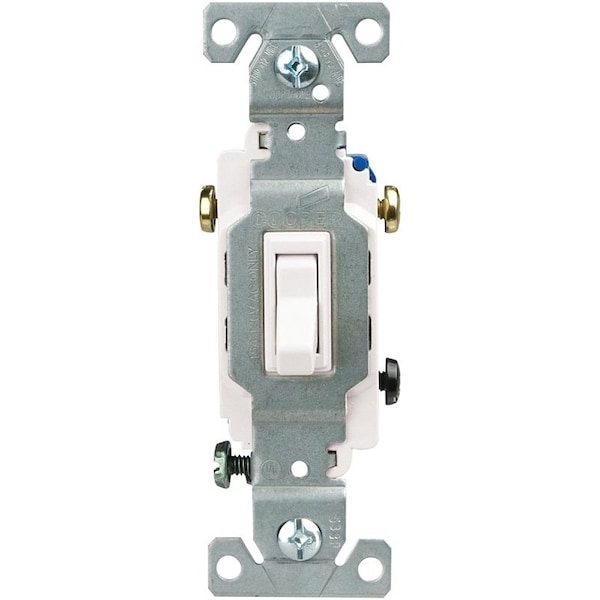 Interruptor de palanca Eaton Wiring Devices, 15 A, 120 V, 3 posiciones, terminal de cable de plomo, color blanco - 1303-7LTWBOX