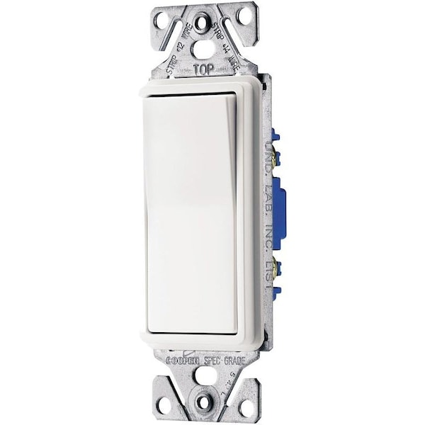 Interruptor basculante Eaton Wiring Devices 7500, 15 A, 120277 V, 3 vías, Terminal de cable de plomo, Blanco - C7503W-SP-L