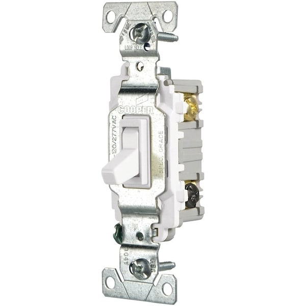 Interruptor de Palanca Eaton Wiring Devices, 15 A, 120/277 V, Terminal de Tornillo, Material de la Carcasa de Nylon, Blanco - CSB115STW-SP