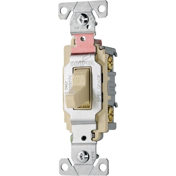 Interruptor basculante Eaton Wiring Devices, 20 A, 120/277 V, Terminal de cable de plomo, Material de carcasa de nylon, Marfil - CS120V