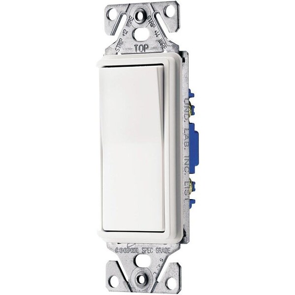 Dispositivos de cableado Eaton 7500 Interruptor basculante, 15 A, 120277 V, de 3 vías, terminal de cable de plomo, color blanco - C7513W-SP-L