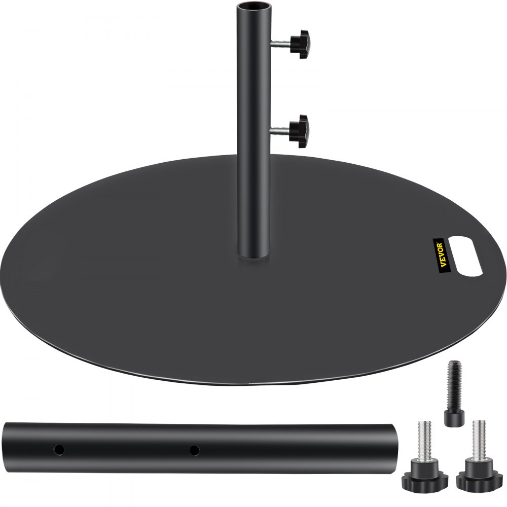 VEVOR Umbrella Base, 27" Round Umbrella Base, 39lbs Umbrella's Holder Stand, Cast Iron Umbrella Base for 1.5-1.875" Umbrella Pole Market Umbrella Base with 14" Height Pipe for Yard/Garden/Deck - ZYSDZYX-280000001V0