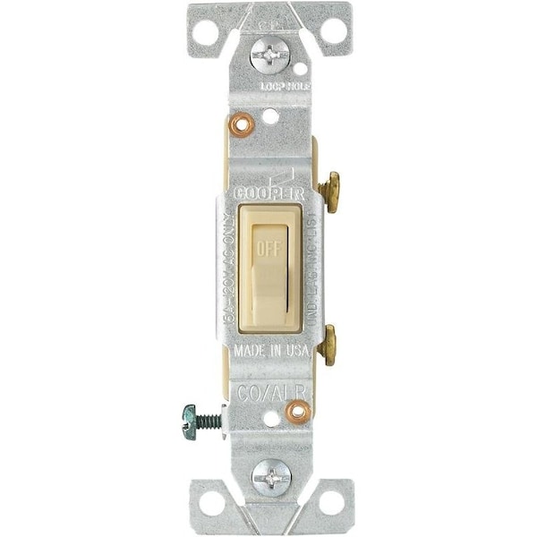 Interruptor de palanca Eaton Wiring Devices 5221V7VBU, 15 A, 120 V, Terminal de tornillo, marfil - 5221-7V-BU