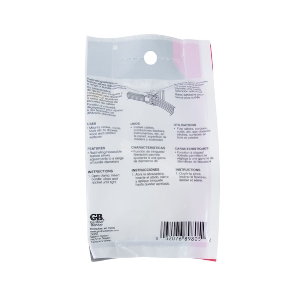 Gardner Bender Cable Holder, 34 in Max Bundle Dia, NylonPlastic, White - GKK-1575