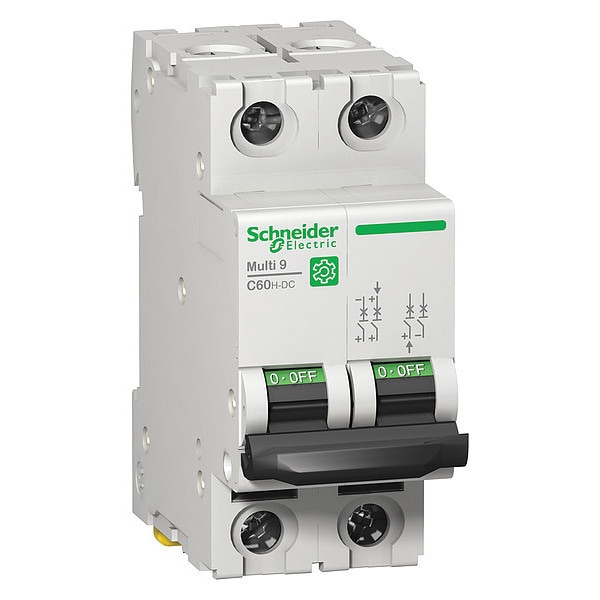 Schneider Electric Miniature Circuit Breaker, C60H-DC Series, 10A, 2 Pole, Not Rated, 5kA at 500V DC, C Curve - M9U21210