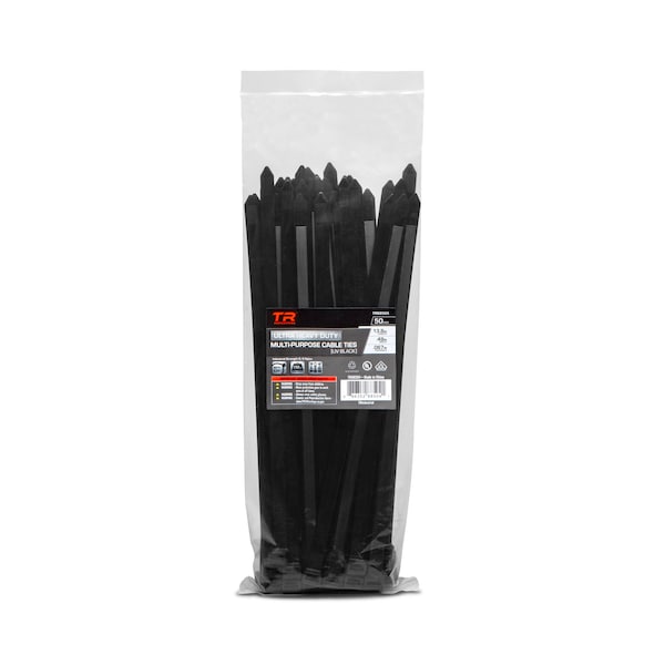 Tr Industrial 13.8 in Ultra Heavy-Duty Multi-Purpose UV Cable Ties, 50-pk - TR88504