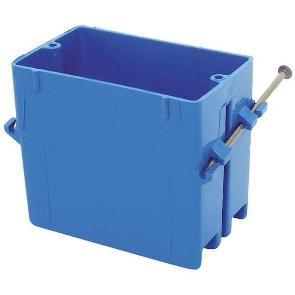 Carlon Outlet Box, 1 -Gang, 4 -Knockout, PVC, Blue, Captive Nail Mounting - B120A-UPC