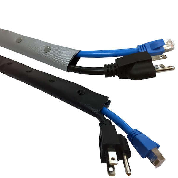 Electriduct Reversible Button Side Entry Cable Sleeve- Silver/Black- 4" x 5ft - WL-J-BWS-400-5FT-GY