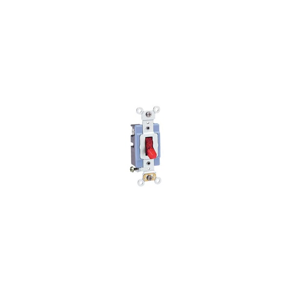Interruptor de pared piloto iluminado Leviton, 1 polo, 120/277V, rojo - 1201-PLR