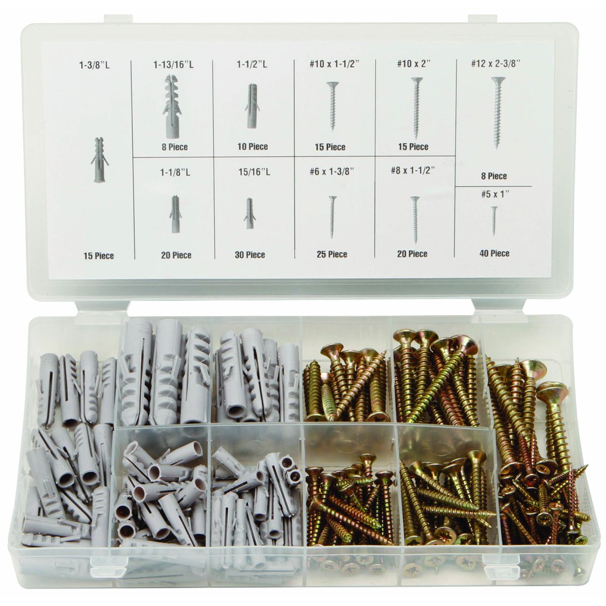 Almacén de Anclas y Tornillos para Madera, 206 Piezas - 67528