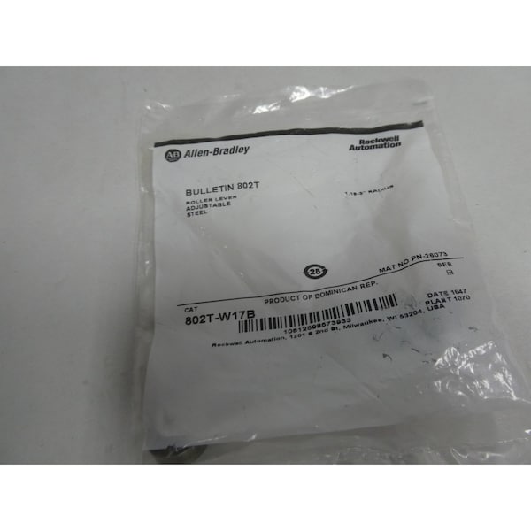 Allen Bradley PIEZAS Y ACCESORIOS DE INTERRUPTOR DE PALANCA DE RODILLO DE ACERO AJUSTABLE - 802T-W17B