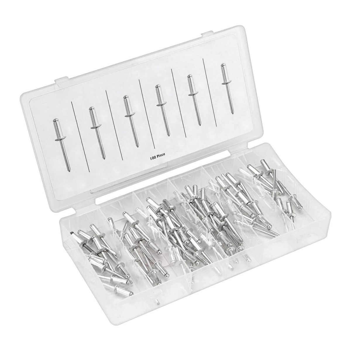 Set de remaches ciegos de aluminio de 1/4 de pulgada, 100 piezas - 67619