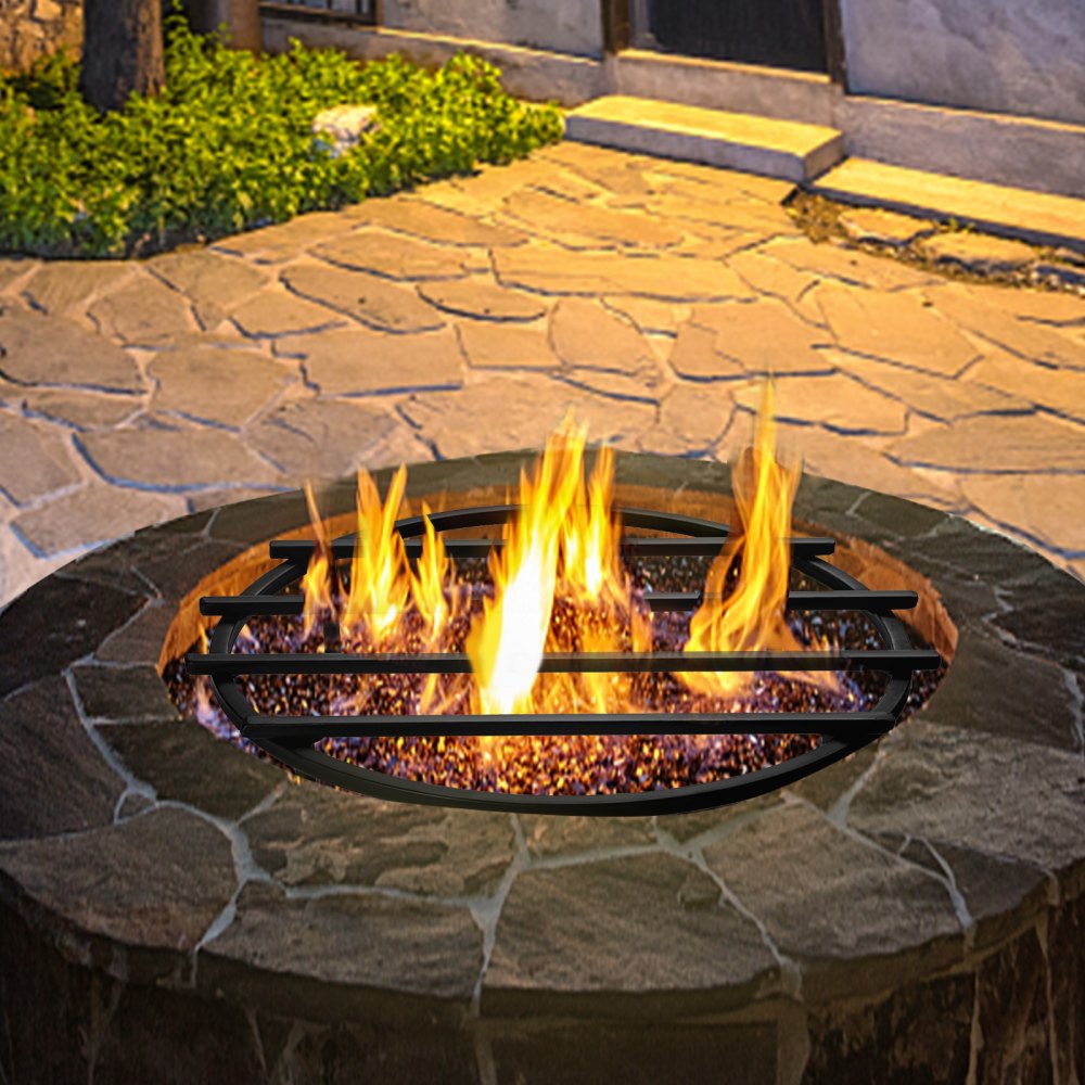 VEVOR Fire Pit Grate, Heavy Duty Iron Round Firewood Grate, Round Wood Fire Pit Grate 18", Firepit Grate with Black Paint, Fire Grate with 4 Removable Square Legs for Burning Fireplace and Firepits - LPYCYXFGDDJ18GJLNV0