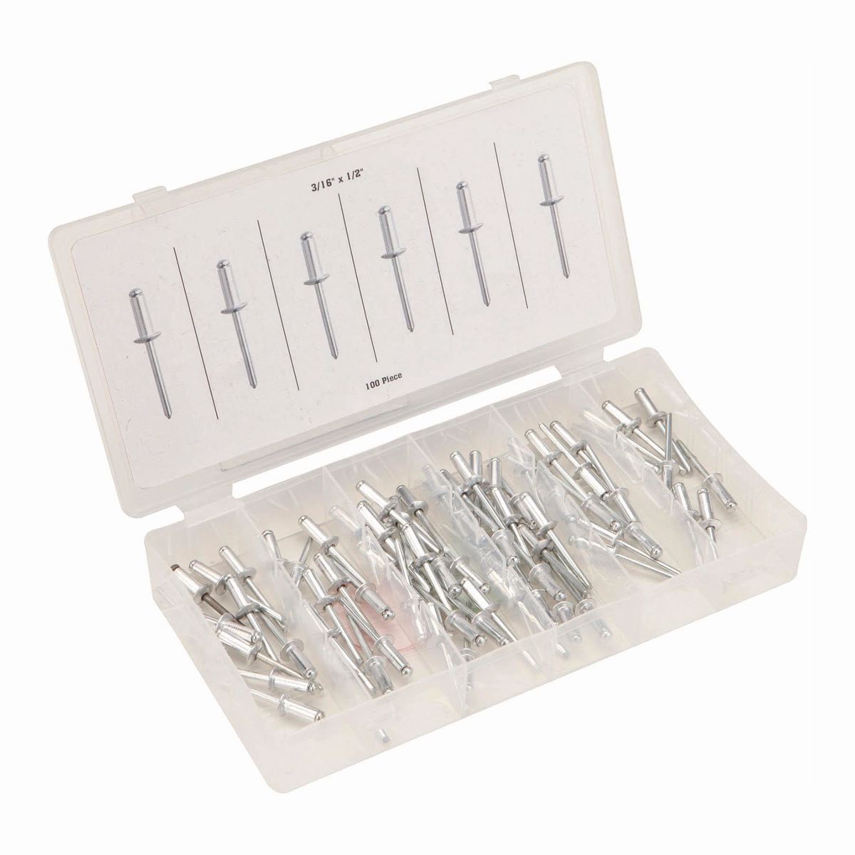 Set de remaches ciegos de aluminio de 3/16 pulgadas, 100 piezas - 63390