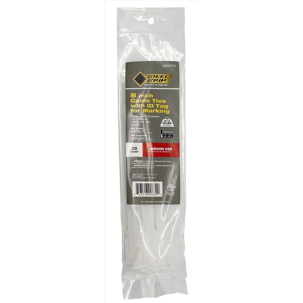 Steel Grip CABLETIE W/TAG 8""50#WHT - M-S-200-8-N25