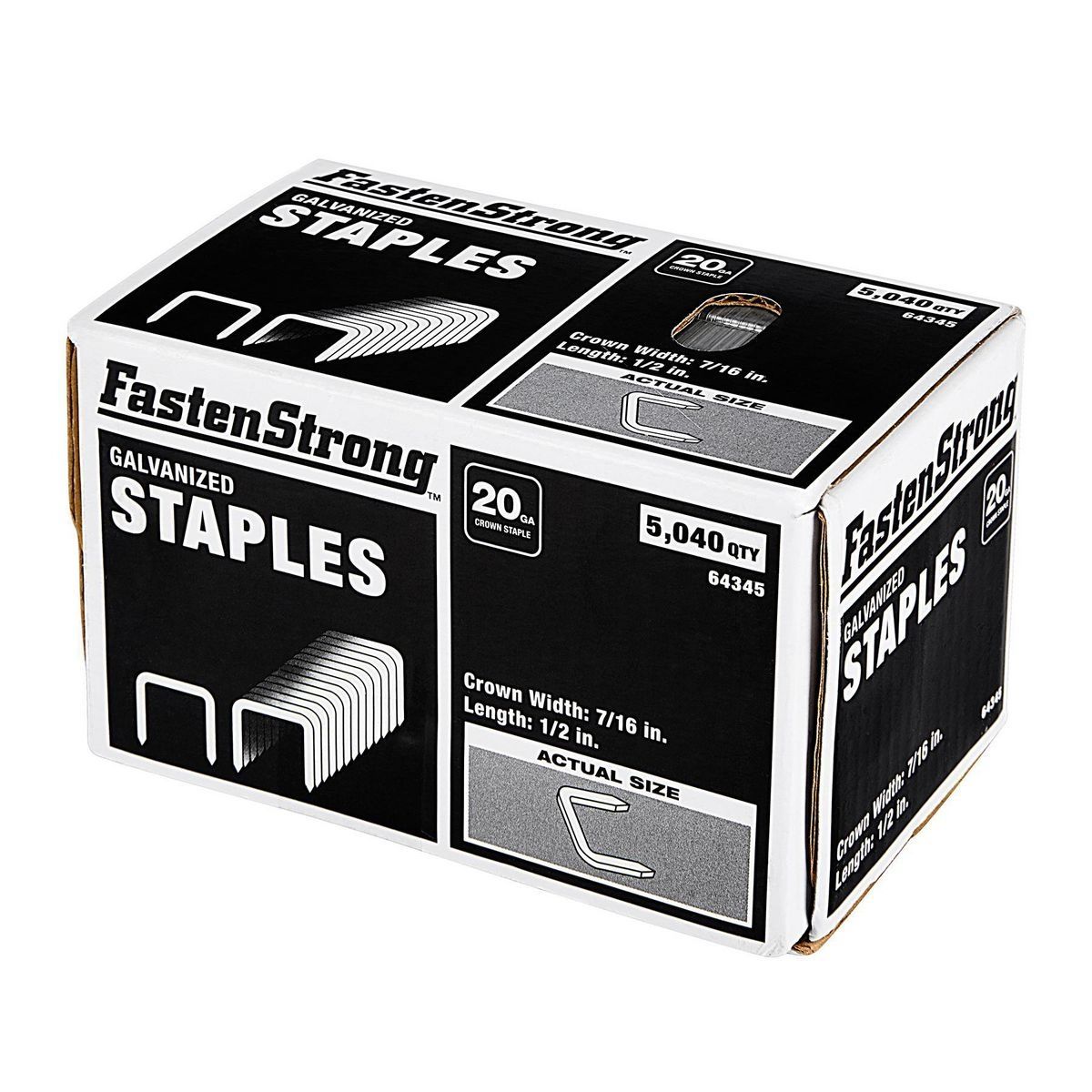 Fastenstrong Grapas galvanizadas de 20 GA de 1/2 pulg. x 7/16 pulg., 5040 piezas - 57379