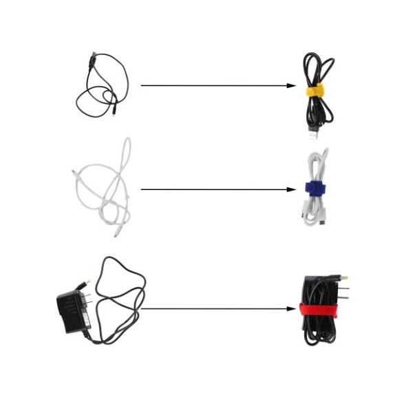 Fleming Supply Fleming Supply Cable Management Ties with (30) 8-inch Reusable Cord | Desks / Offices (Multi-Color) - 614738PEN