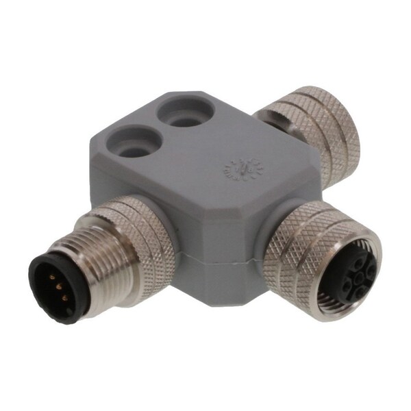 Woodhead Micro-Change (M12) Tee, 5 Pole, Two Female, One Male, Meets Nmea 2000 - NMEAMICT555