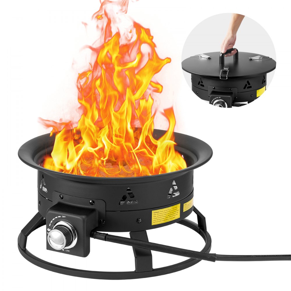 VEVOR Propane Fire Pit 19” Outdoor Portable Gas Fire Pit for Heating 58000 BTU - BXSRQHK19YCBA36R1V0