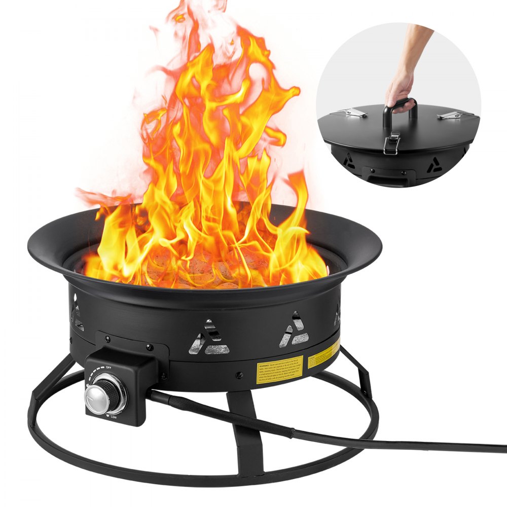 VEVOR Propane Fire Pit 24” Outdoor Portable Gas Fire Pit for Heating 58000 BTU - BXSRQHK24YCBL1S54V0