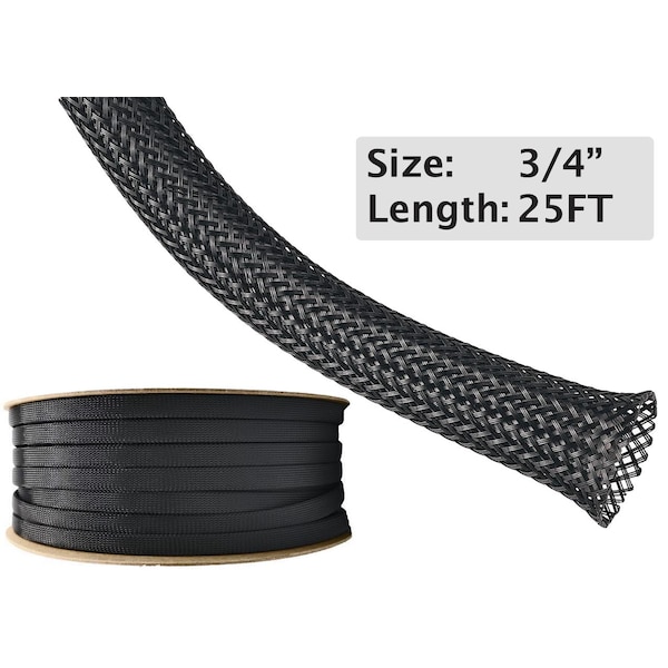 Electriduct ED PET Expandable Braided Sleeving- 3/4" x 25ft- Red - BS-XO-075-25BP-RD