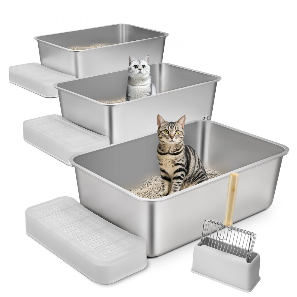 VEVOR 8 in Deep Cat Litter Box Odor-Free Litter Box with Filtering Foot Board - KFSMSPCBXG3JORQ03V0