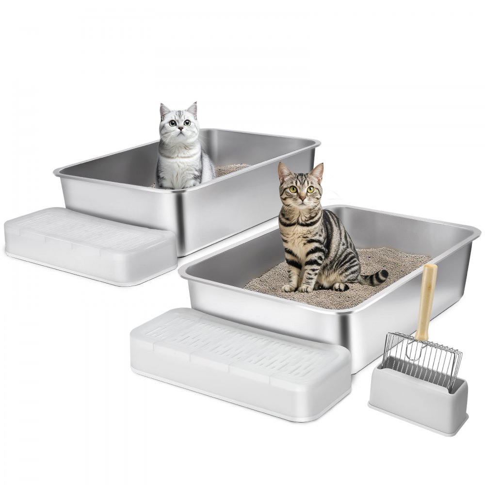 VEVOR 6 in Deep Cat Litter Box Odor-Free Litter Box with Filtering Foot Board - KFSMSPCBXGXL7835FV0