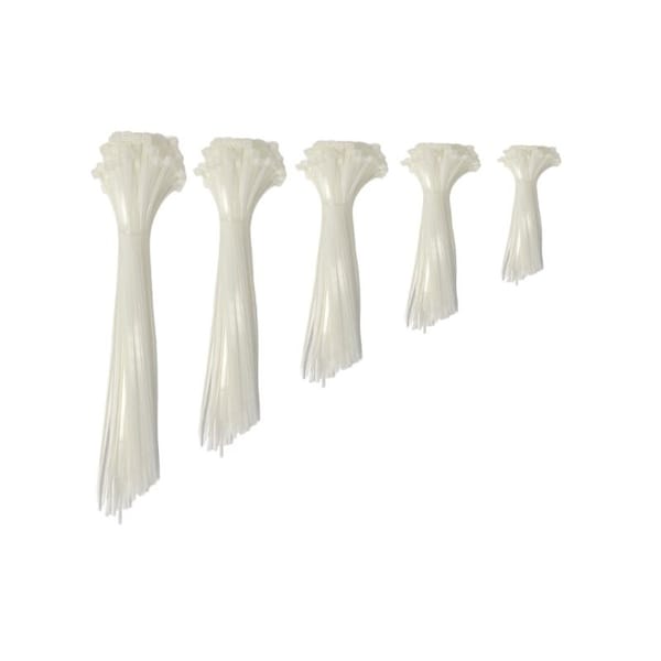 Kable Kontrol Assorted Size Cable Ties Kit - 4in, 5.5in, 8in, 11in, 14in Length - 500 Pcs - Natural - CT-KIT-MS-NT