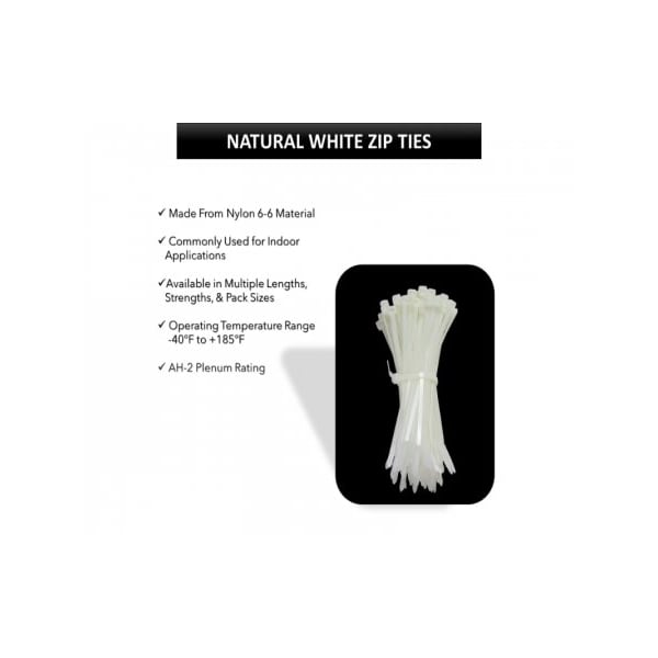 Kable Kontrol Assorted Size Cable Ties Kit - 4in, 5.5in, 8in, 11in, 14in Length - 500 Pcs - Natural - CT-KIT-MS-NT