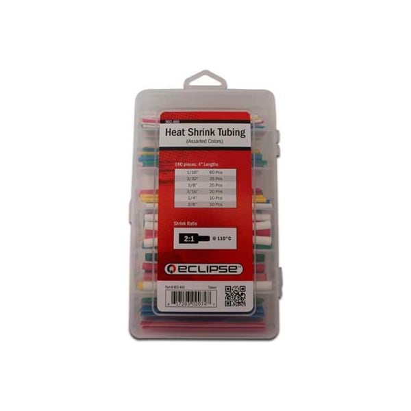 Eclipse Enterprises Eclipse Tools 902-460 Heat Shrink Tubing, 4"L, Assorted, 160 Pcs - 902-460