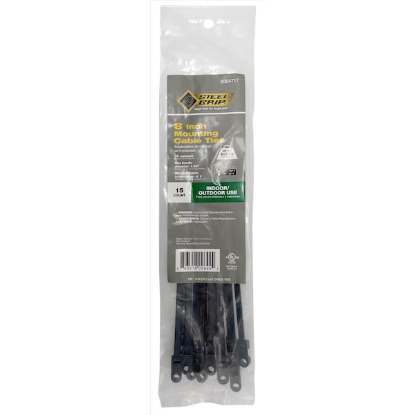 Steel Grip CABLETIE W/MNT 8""50#BLK - MT-S-200-8-UV15