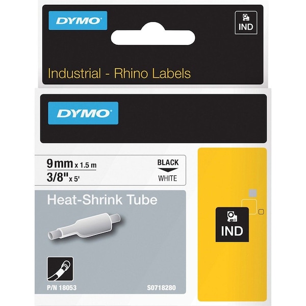 Dymo Label, Heat Shrink Tube, 3/8"x5', White - DYM18053