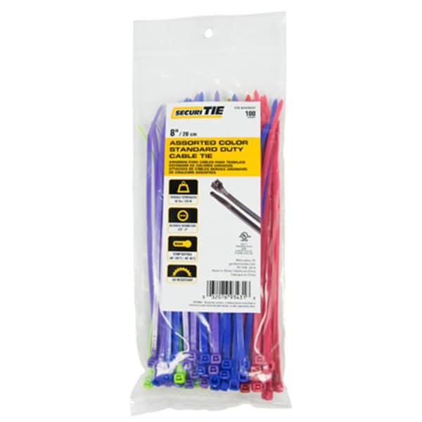 Gardner Bender 8 in. Multi Color Standard Duty Cable Tie, 100PK - 221016
